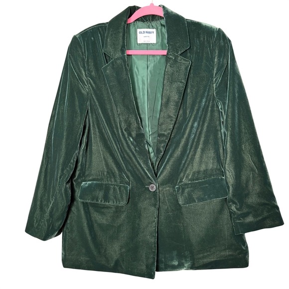 Old Navy Jackets & Blazers - Velvet Blazer Emerald Green Womens MP Holiday Party Whimsigoth Festive Evening